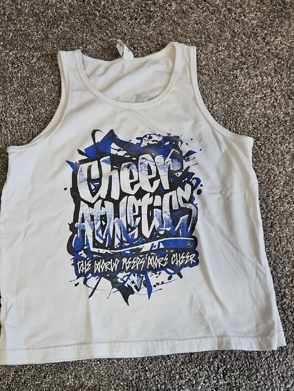 White & Blue Graphic Tank Top for Kids -